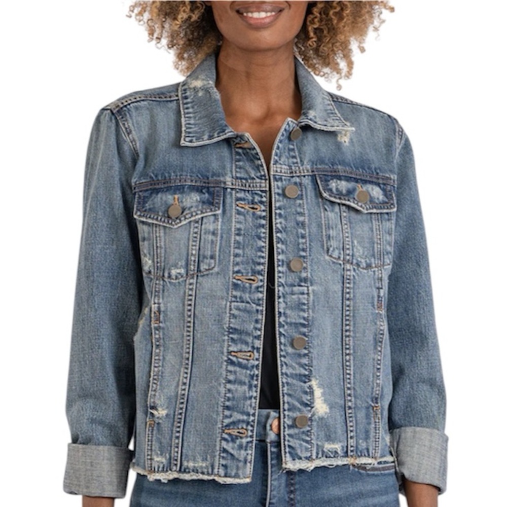 KUT FROM THE KLOTH➕Destroyed Denim Jacket - Picture 2 of 13